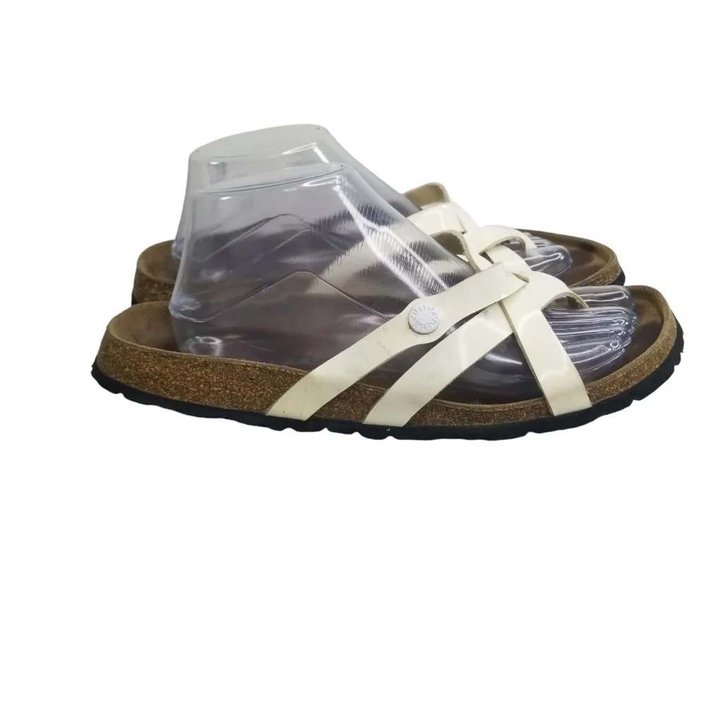Betula Birkenstock white faux vegan leather strappy sandals
